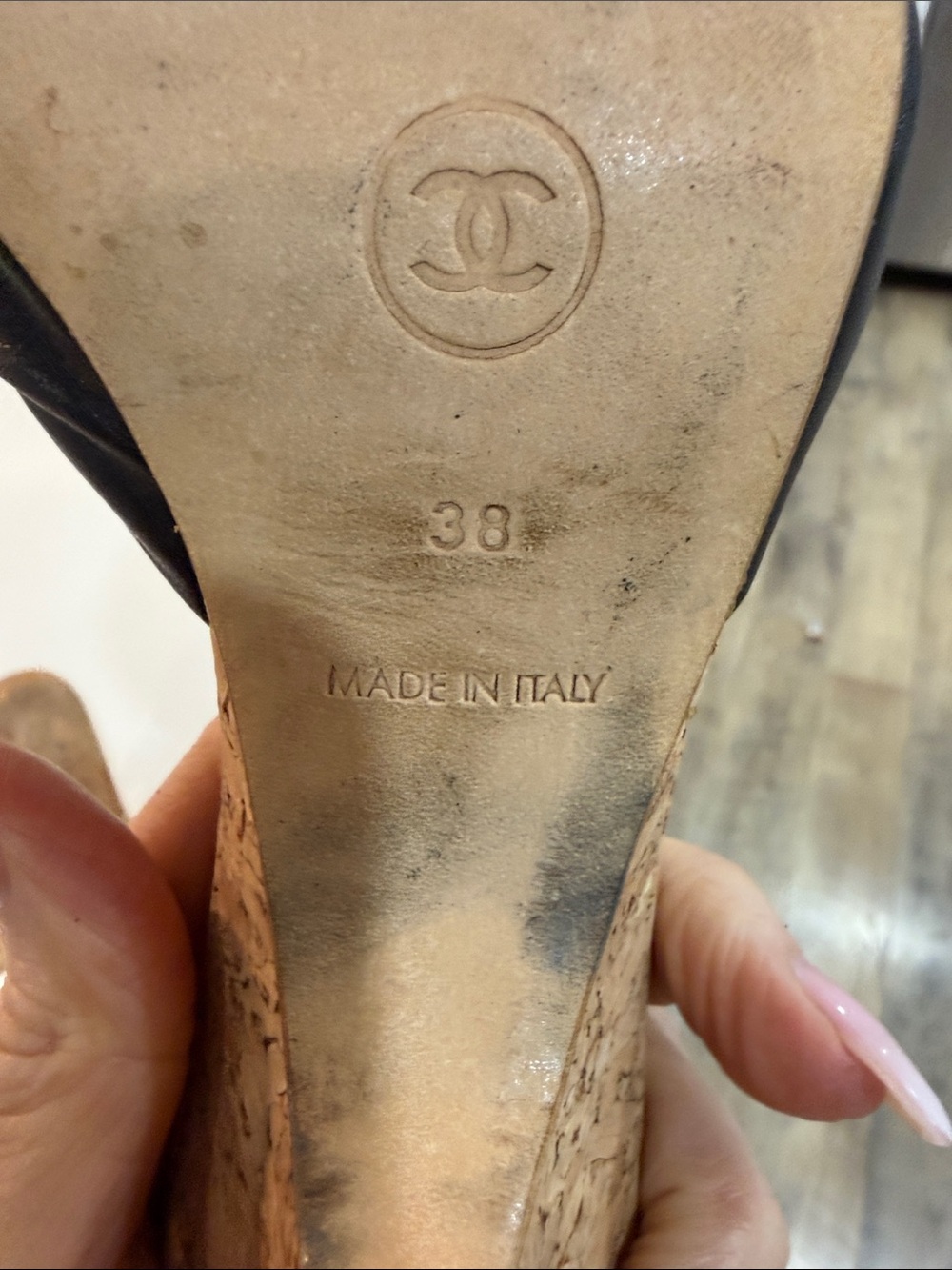 CHANEL Black Leather Cork Slide Mules vintage Y2K đź‘ - Picture 11 of 16